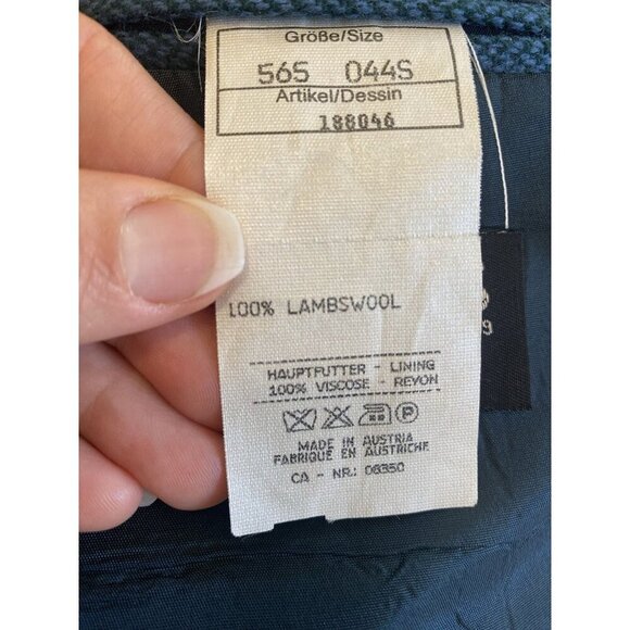 Baumler Mens Lambswool Herringbone Blazer Sport Coat Teal Blue Sz L Austria Made - Picture 15 of 15